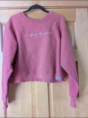 Unwind By League Coral Ribbed Crewneck Cropped Sweatshirt